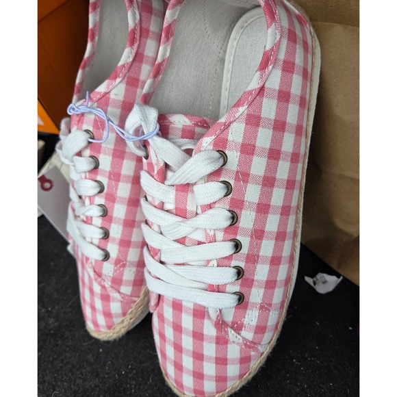 Esprit Eloise Pink Gingham Espadrille Sneakers Women's Size‎ 8.5M New - Picture 2 of 5